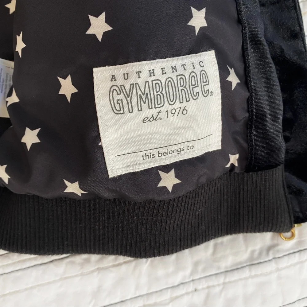 Girls Bomber Jacket In Black Velour & Gold Trim Star Lining By Gymboree size 14